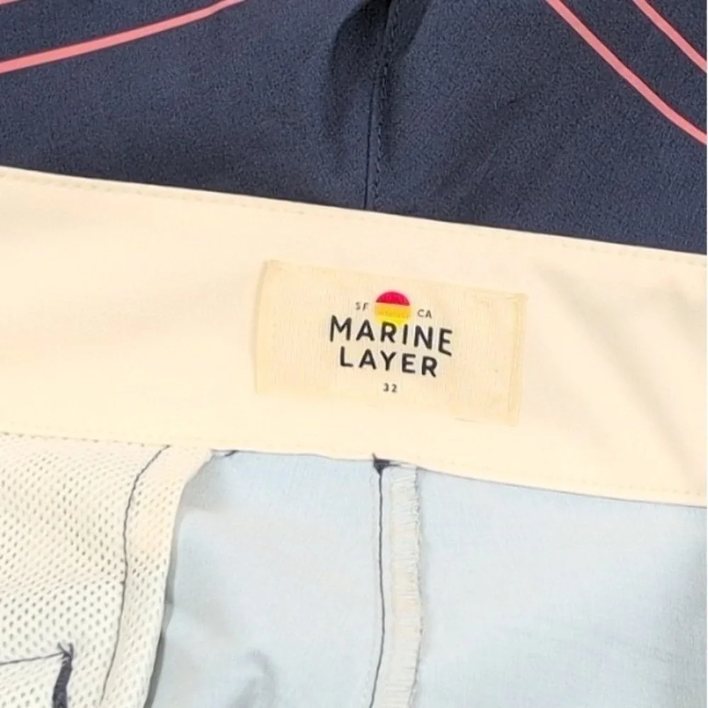 Marine Layer Striped Board Shorts Mens 32 Blue Resort Beach Surf Swimwear